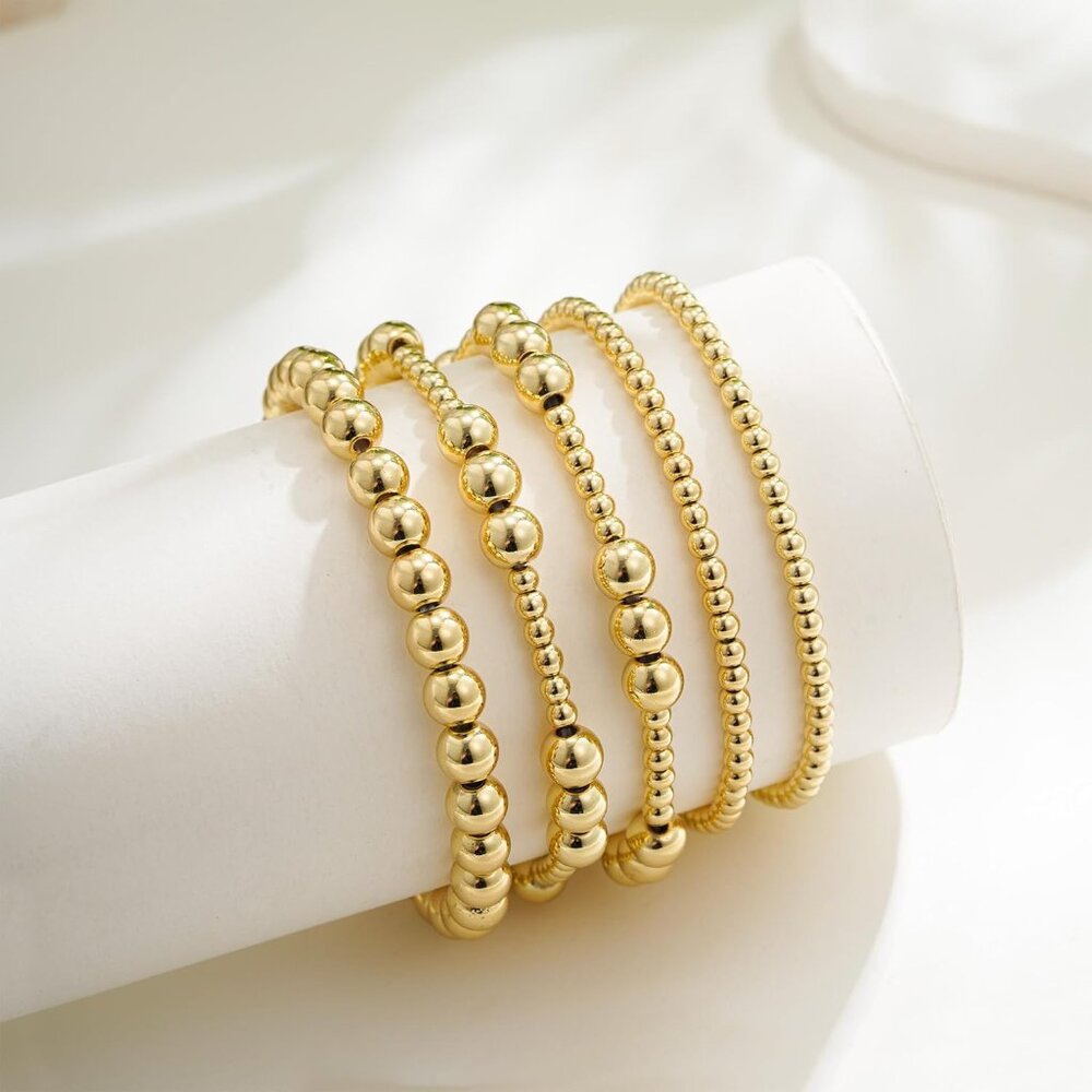 Elegant 5pcs Stackable Gold Bracelets Set, 14k Go… - image 6